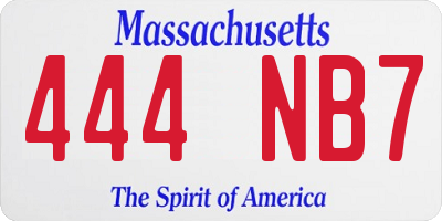 MA license plate 444NB7