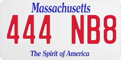 MA license plate 444NB8