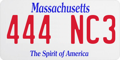 MA license plate 444NC3