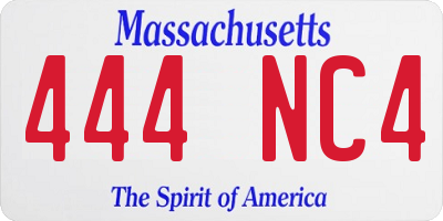 MA license plate 444NC4