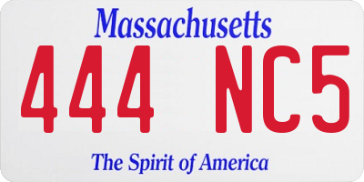 MA license plate 444NC5