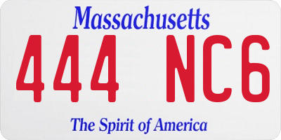 MA license plate 444NC6