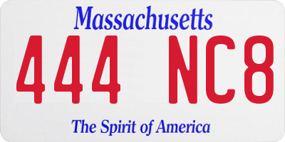 MA license plate 444NC8
