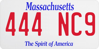 MA license plate 444NC9