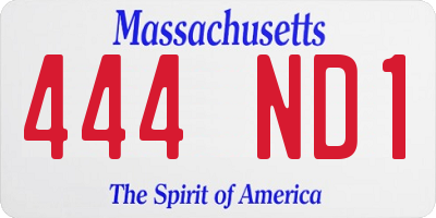 MA license plate 444ND1