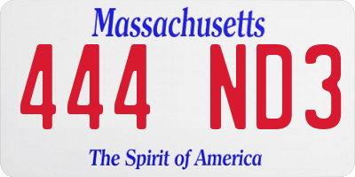MA license plate 444ND3