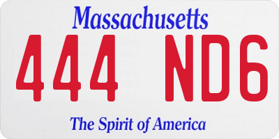 MA license plate 444ND6