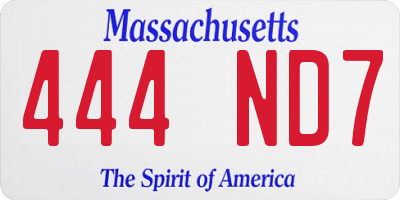 MA license plate 444ND7