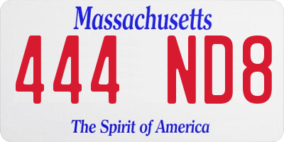 MA license plate 444ND8