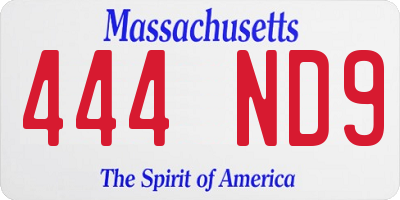 MA license plate 444ND9