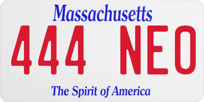 MA license plate 444NE0