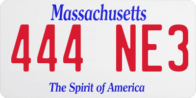 MA license plate 444NE3