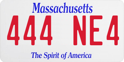 MA license plate 444NE4