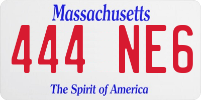 MA license plate 444NE6