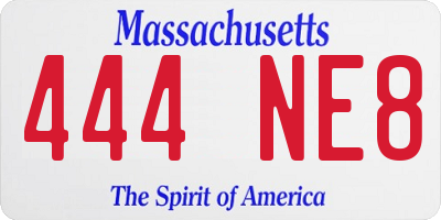MA license plate 444NE8
