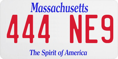 MA license plate 444NE9