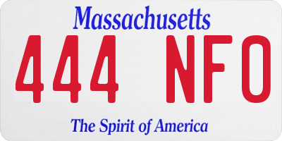 MA license plate 444NF0