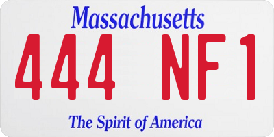 MA license plate 444NF1