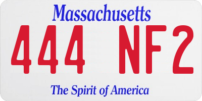 MA license plate 444NF2
