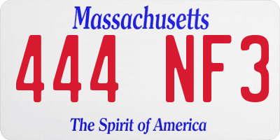 MA license plate 444NF3