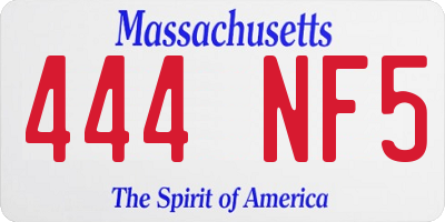 MA license plate 444NF5