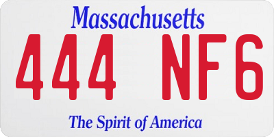 MA license plate 444NF6