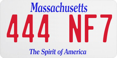 MA license plate 444NF7