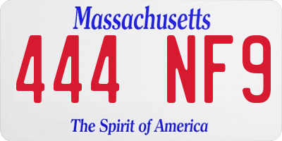 MA license plate 444NF9