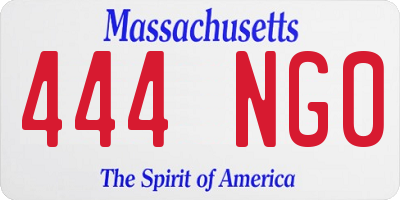 MA license plate 444NG0