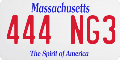 MA license plate 444NG3