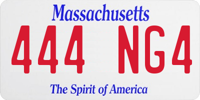 MA license plate 444NG4