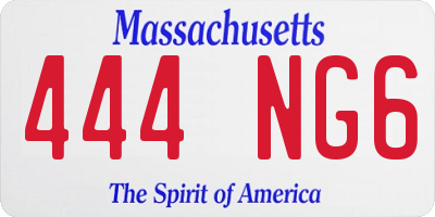 MA license plate 444NG6
