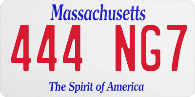 MA license plate 444NG7
