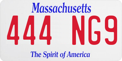 MA license plate 444NG9