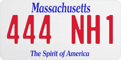 MA license plate 444NH1