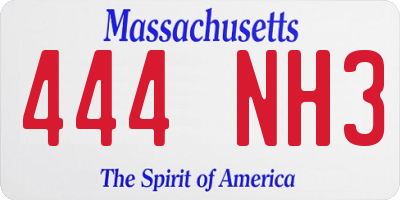 MA license plate 444NH3