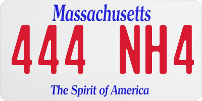 MA license plate 444NH4