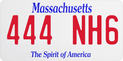 MA license plate 444NH6
