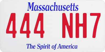 MA license plate 444NH7