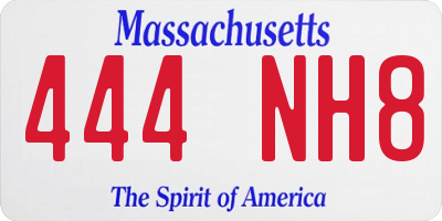 MA license plate 444NH8