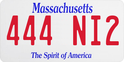 MA license plate 444NI2