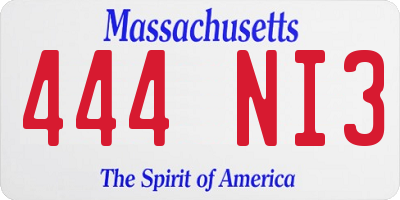 MA license plate 444NI3