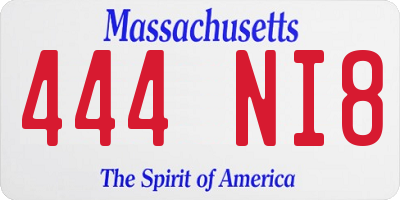MA license plate 444NI8