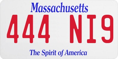 MA license plate 444NI9