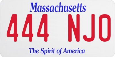 MA license plate 444NJ0