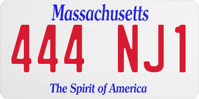 MA license plate 444NJ1