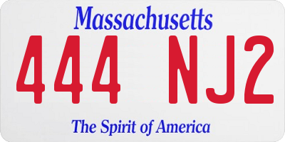 MA license plate 444NJ2