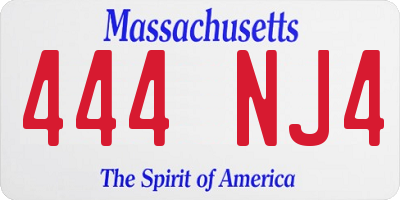 MA license plate 444NJ4