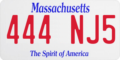 MA license plate 444NJ5