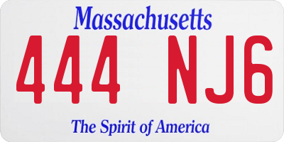 MA license plate 444NJ6